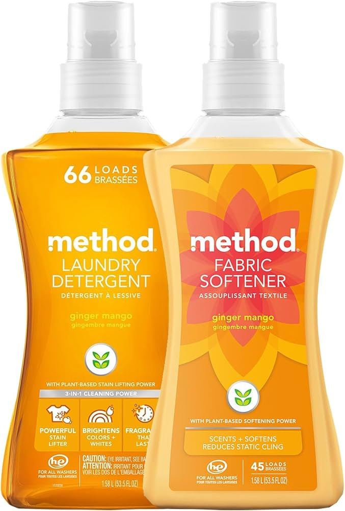Method Laundry Variety Pack Laundry Detergent, fabric Softener 53.5 Fl Oz (Ginger Mango) | Amazon (US)
