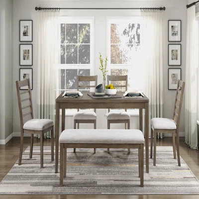 Stylish 6-Piece Dining Table Set With Bench Side Chairs | Wayfair North America