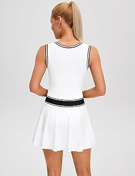 Amazon.com: BMJL Workout Dresses for Women Athletic Tennis V Neck White Mini Dress with Shorts(S,... | Amazon (US)