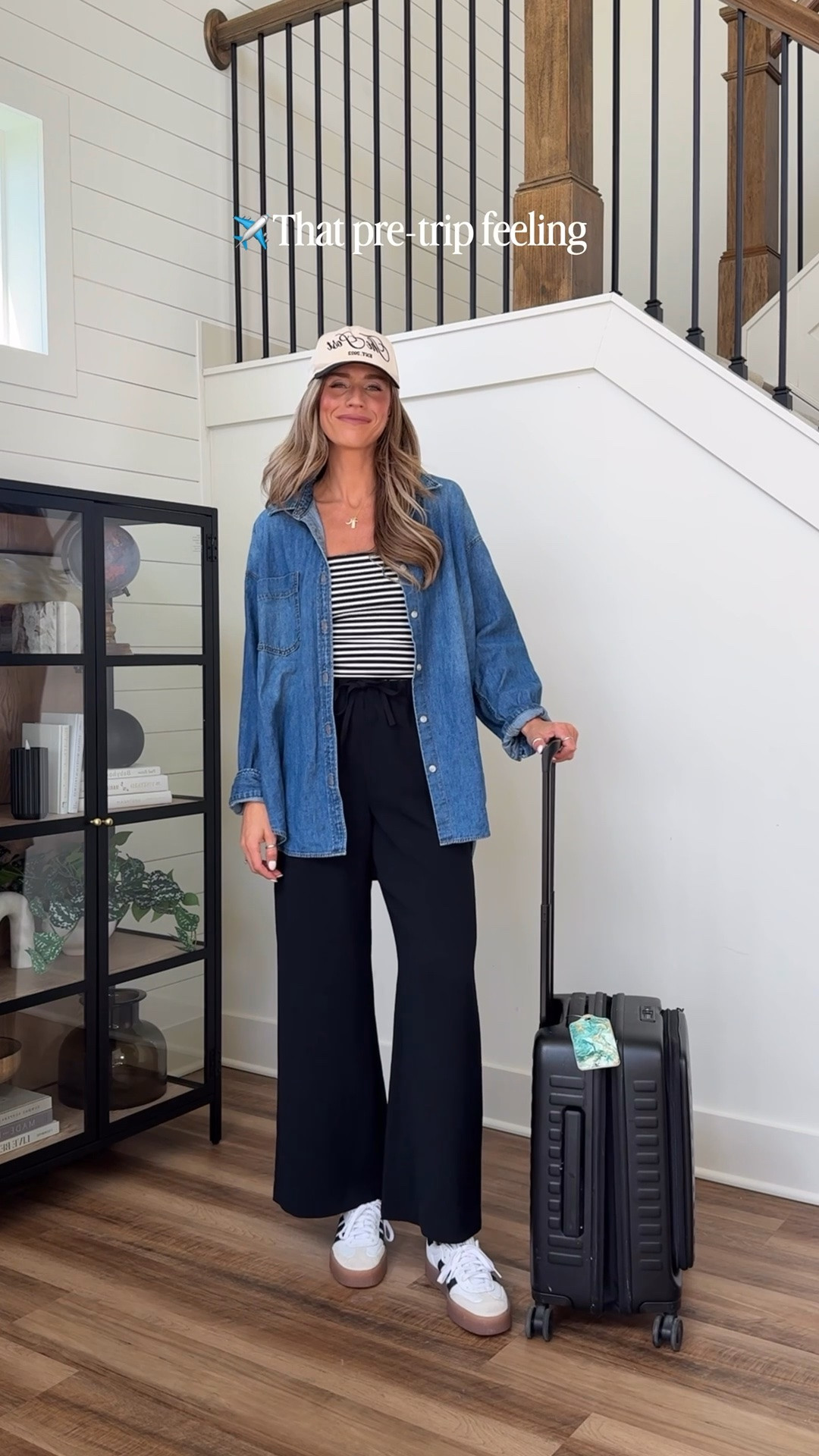 Travel fit ✈️

Sizing
Pants: my usual medium in pants. They are supposed to be full length and mid/low rise but since I’m tall I wore them high rise as a cropped length. I actually love this more. They DO NOT wrinkle easily. I have yet to steam them since I purchased them and they are not see through
Top: small
Denim button up: wearing medium, runs oversized

#LTKootd #LTKTravel #LTKTall