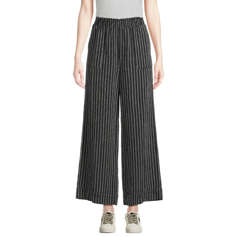 Time and Tru Women's Linen Blend Pants with Smocked Waist, 29" Inseam, Sizes XS-XXXL | Walmart (US)