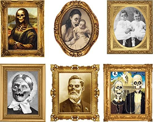 6 Pack Spooky Halloween Decorations 3D Halloween Pictures Portraits Ghost Skeleton Halloween Decorat | Amazon (US)
