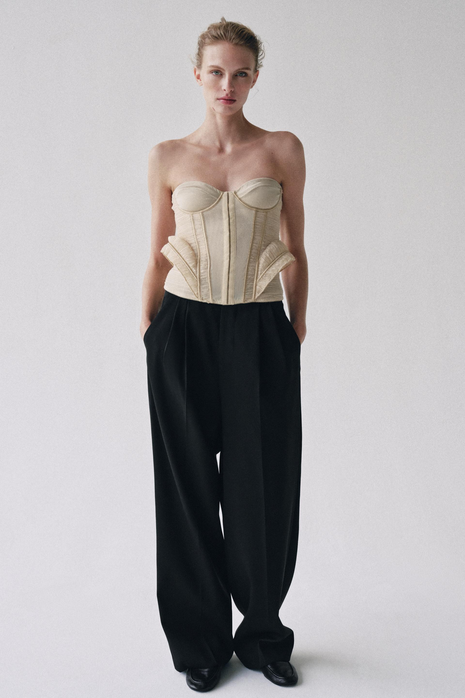 TEXTURED MIXED-FABRIC CORSET | Zara US