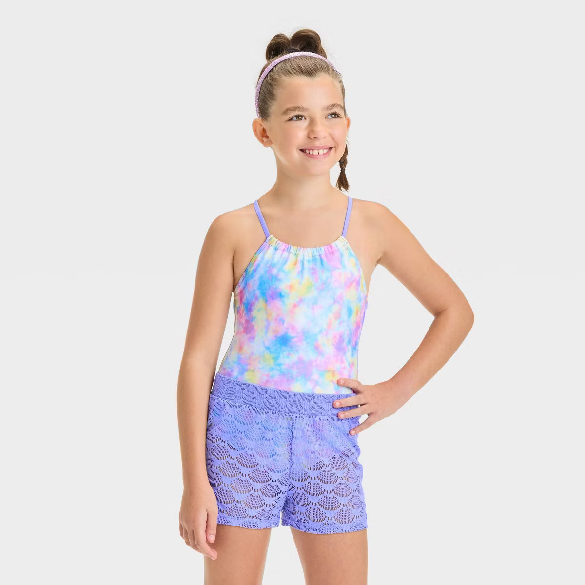 Girls' Water Tie-Dye Design One Piece Swimsuit Set - Cat & Jack™ | Target