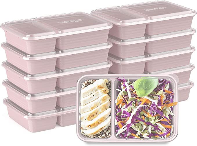 Bentgo Prep 2-Compartment Meal-Prep Containers with Custom-Fit Lids - Microwaveable, Durable, Reu... | Amazon (US)