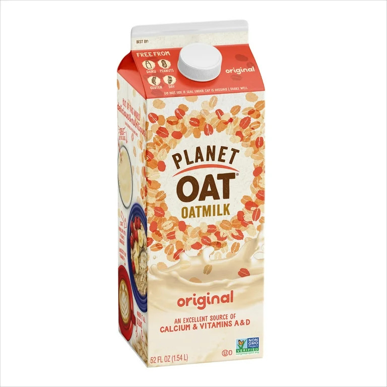 Planet Oat, Original Oatmilk, Dairy Free, 52 oz, Refrigerated Cardboard Carton | Walmart (US)