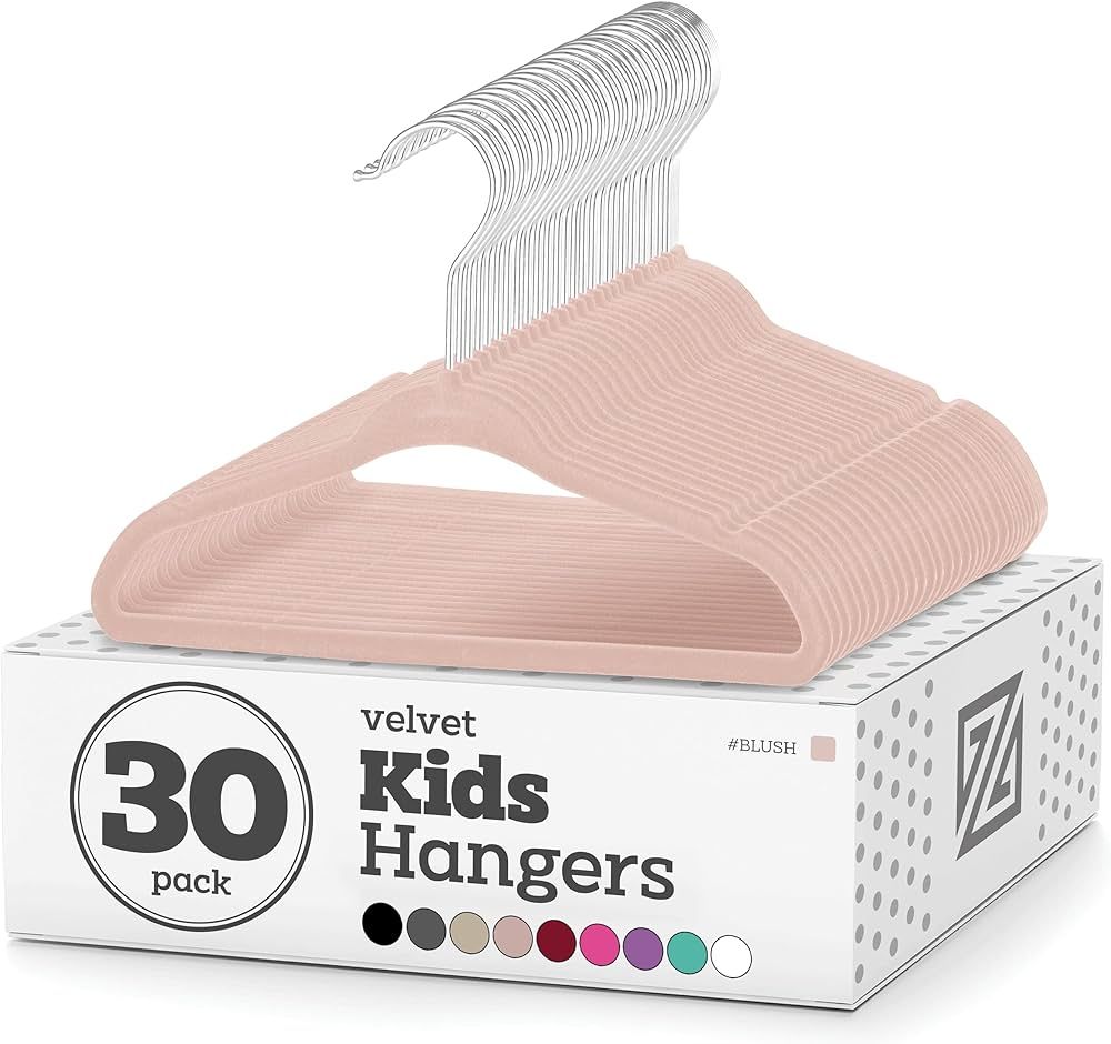 Zober Velvet Kids Hangers for Closet - Pack of 30 Non Slip Childrens Hangers for Shirts, Pants & ... | Amazon (US)