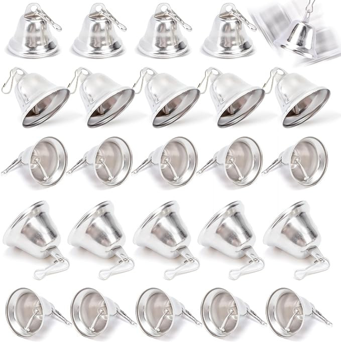 MCPINKY 45PCS Silver Jingle Bells for Crafts Vintage Bells Small Bells with Spring Hooks Hanging ... | Amazon (US)