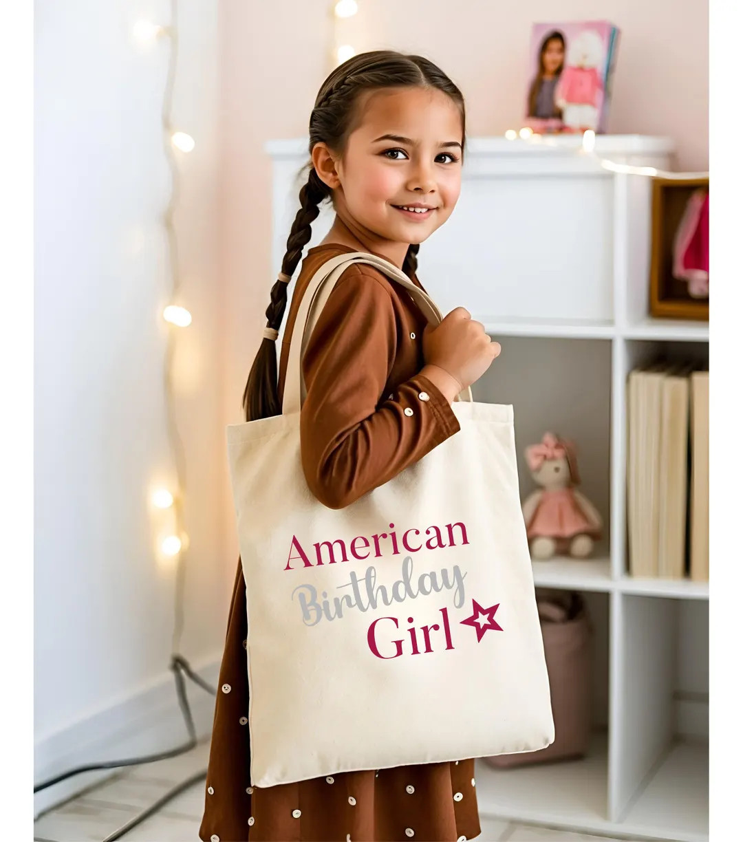 American Birthday Girl Party Custom Cotton Canvas Tote Bag, Doll Birthday Gift, Goody Bag Favor, ... | Etsy (US)