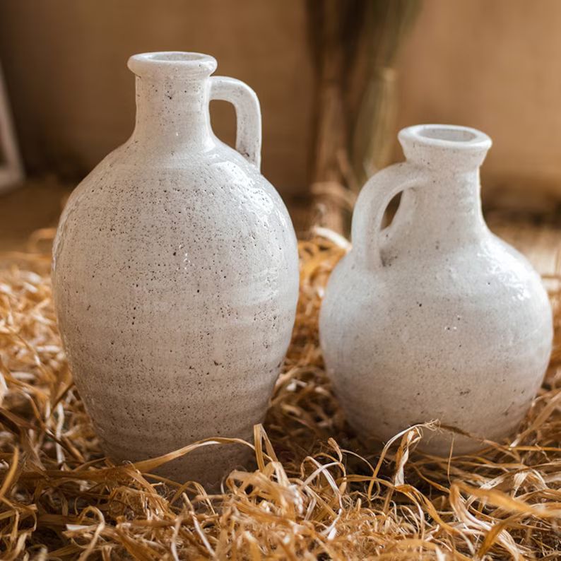 White Ceramic Vase Small Opening Vase | Etsy (US)