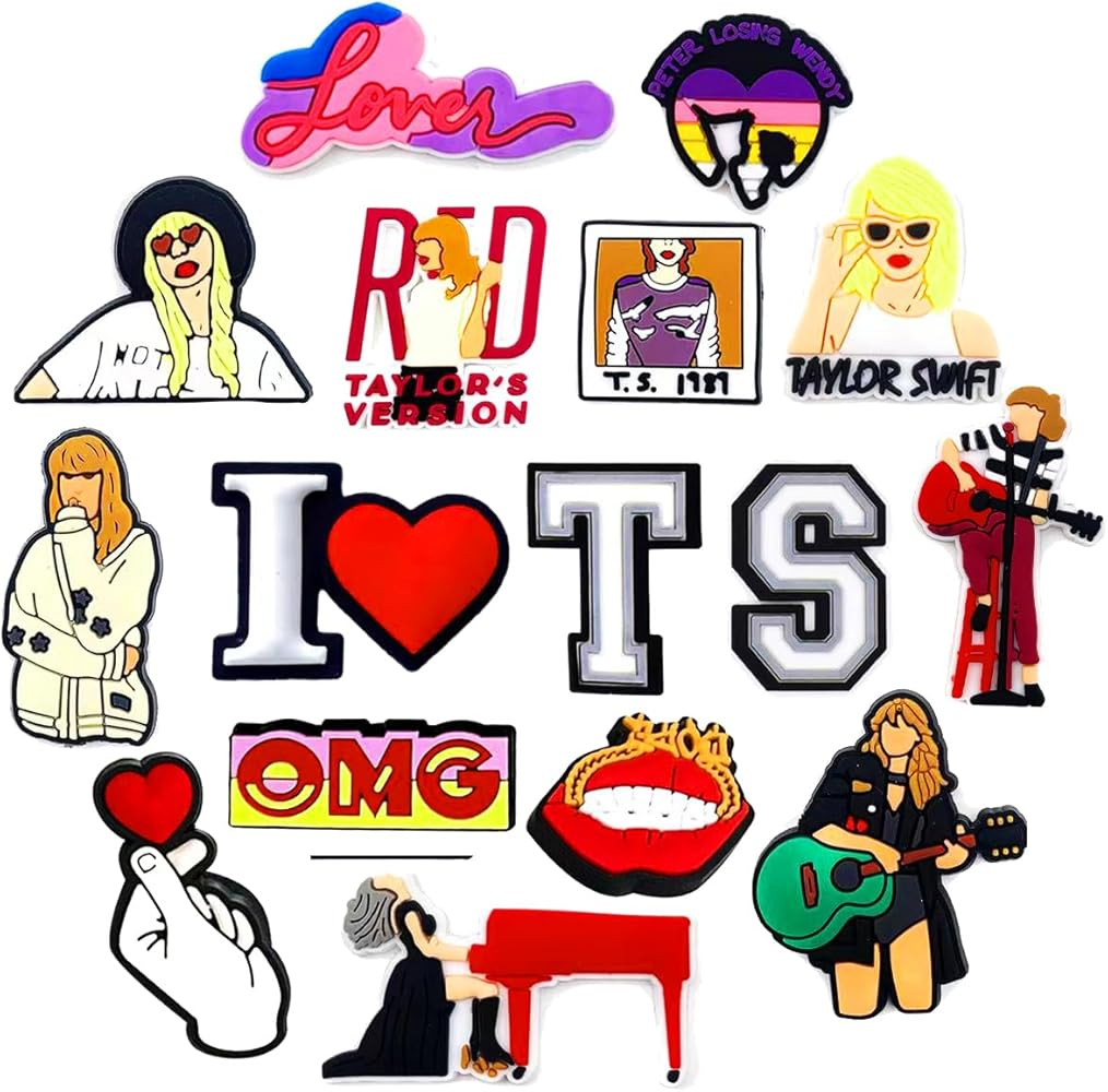 16 Pcs TS Singer Shoe Charms，for Any Shoes with Holes Best Gift for Fans | Amazon (US)