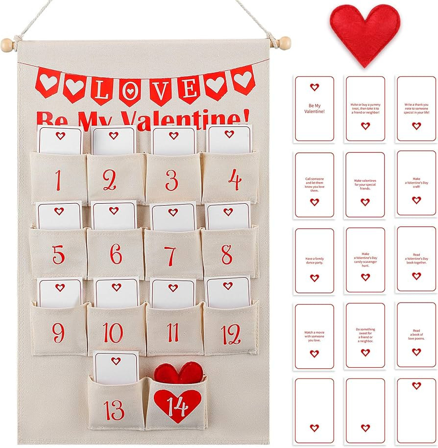 Valentine's Countdown Calendar Canvas Valentine Wall Banner Valentine Advent Calendar Wall Hangin... | Amazon (US)