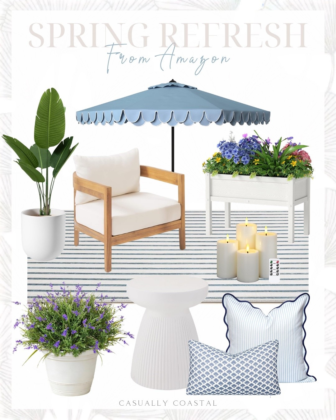 Spring Refresh From Amazon 

Amazon home decor, spring home decor, Amazon rug, indoor/outdoor rug, coastal pillow covers, Amazon pillow covers, Amazon outdoor furniture, UV resistant faux plants, spring plants, reversible rug, striped rug, 8x10 outdoor rug, blue and white outdoor patio umbrella, outdoor club chairs with cushions, outdoor chairs, striped pillow covers, blue and white pillow cover, round side table, outdoor drink table, outdoor side table, garden bed, elevated planter box with leg, waterproof flameless candles, faux palm tree, large ceramic planter, outdoor planter, concrete weighted umbrella base, outdoor armchair, outdoor area rug, bistro arm chair set 

#LTKHome #LTKSeasonal