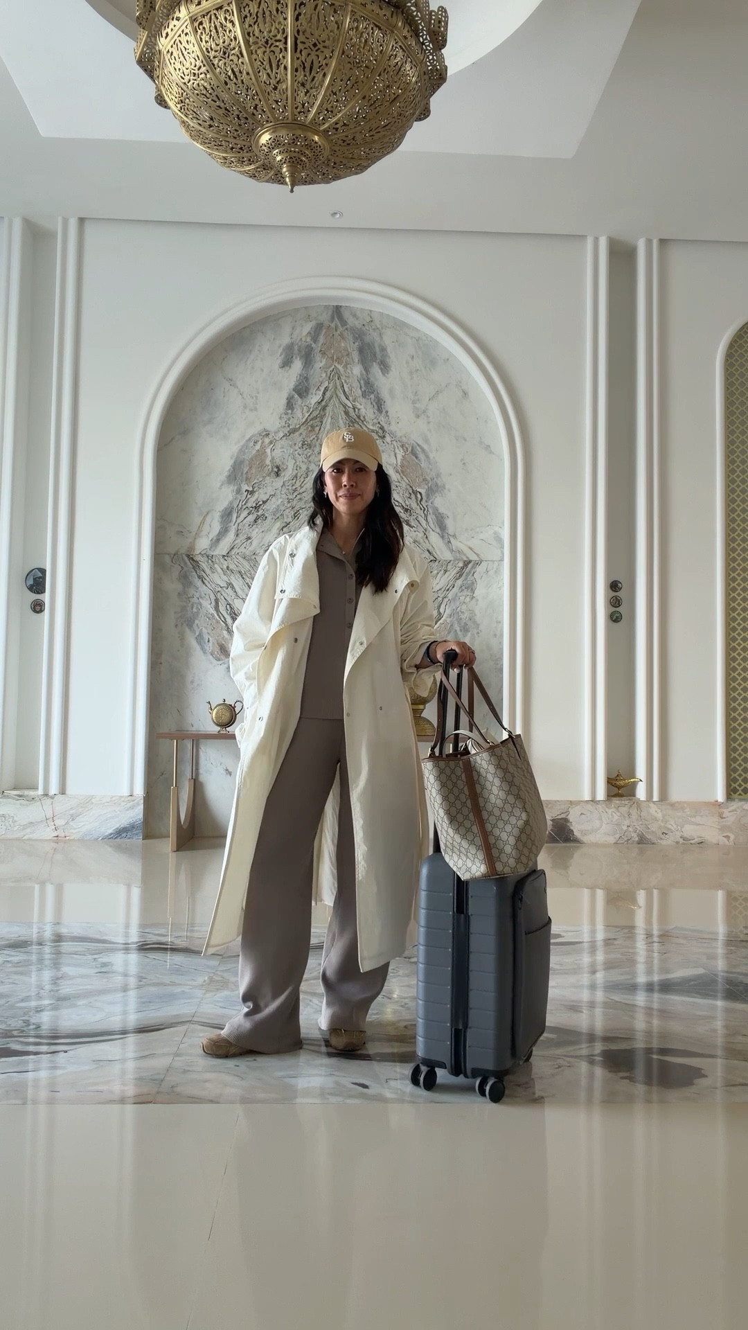 Travel look
I wore my Maebe set XS in both
Away small case 
Gucci large tote 
Swesty betty cap
New balance x Miu Miu 

#LTKTravel #LTKOver40 #LTKvlog