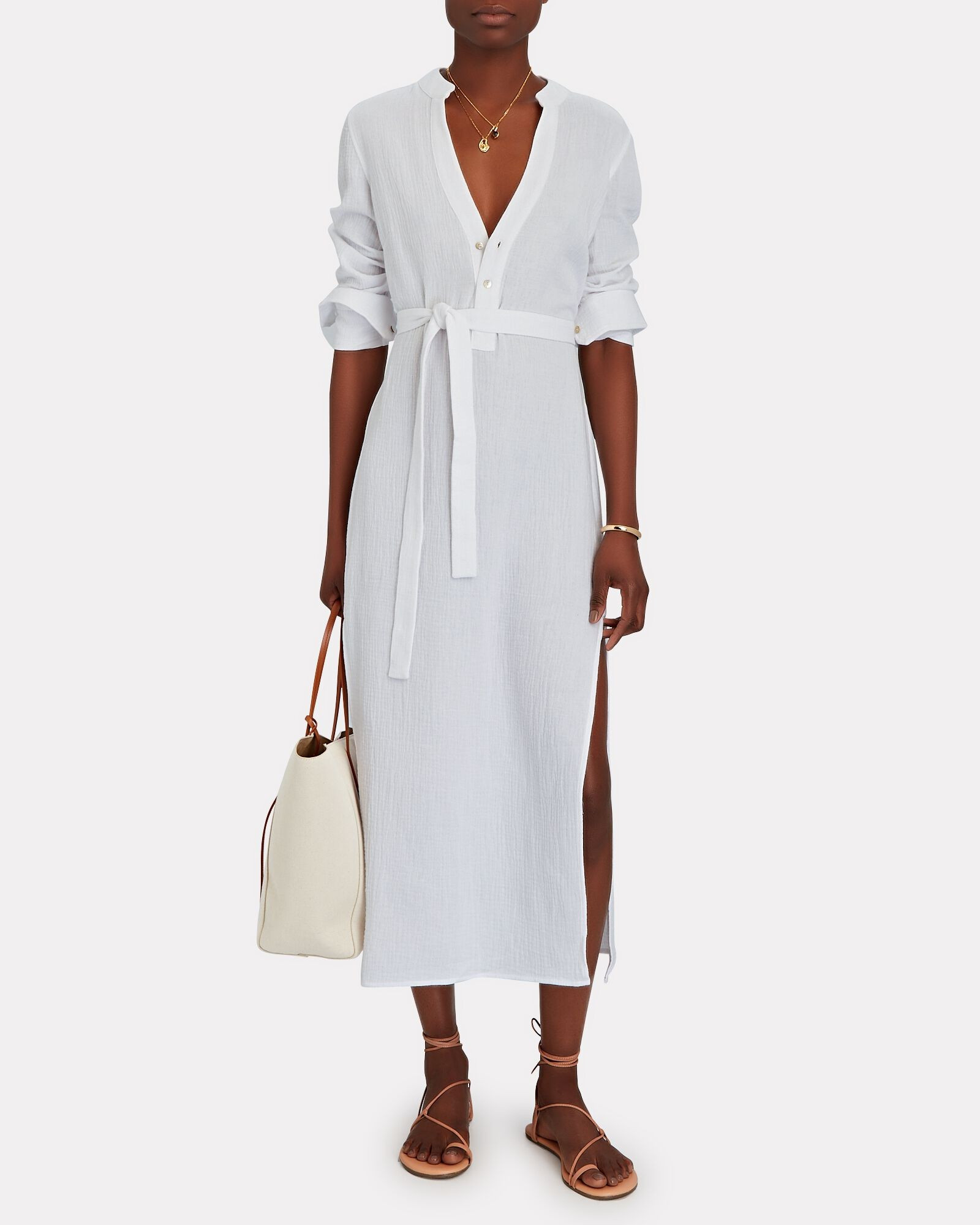 Frieda Tie-Waist Midi Shirt Dress | INTERMIX