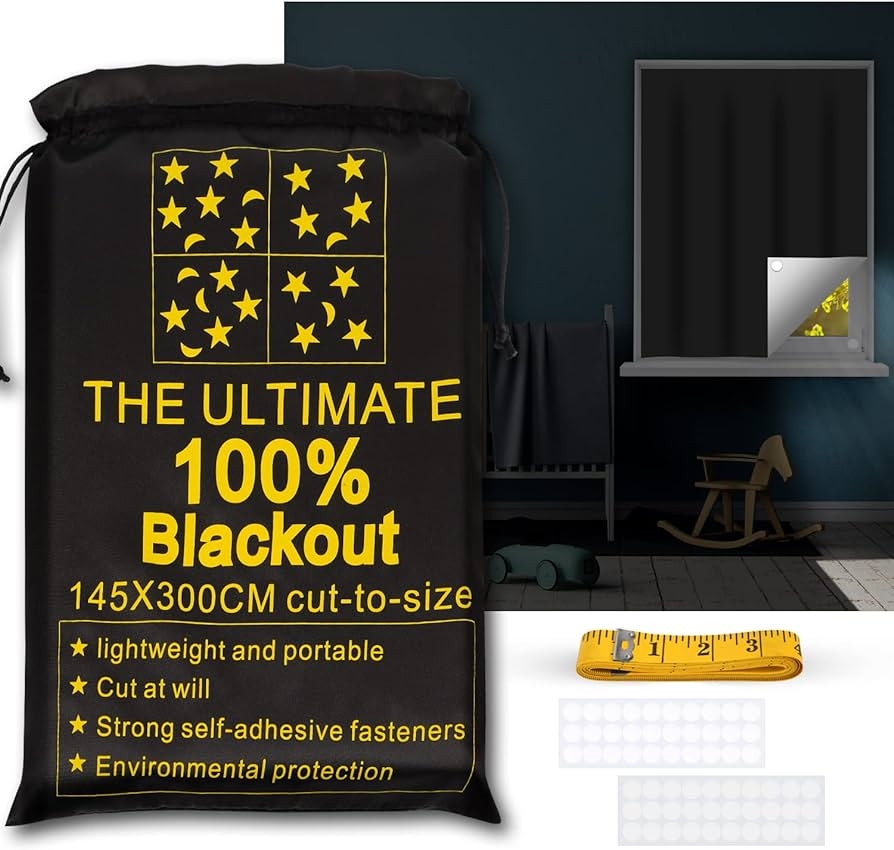 Portable Blackout Shades (118" x 57") 100% Blackout Material Temporary Blackout Blinds/Curtains f... | Amazon (US)