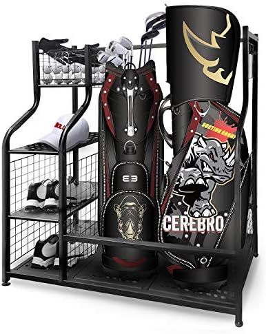 Mythinglogic Golf Storage Garage Organizer, 2 Golf Bag Storage Stand and Other Golfing Equipment ... | Amazon (US)