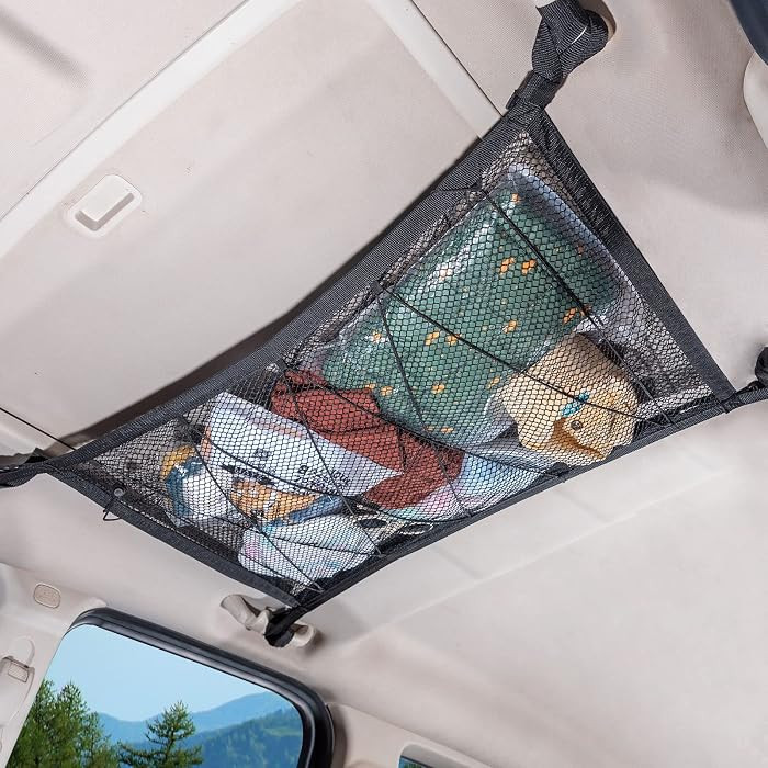 Car Ceiling Cargo Net, 31"x21" Adjustable Double-Layer Mesh SUV Roof Organizer, Van Life Accessor... | Amazon (US)