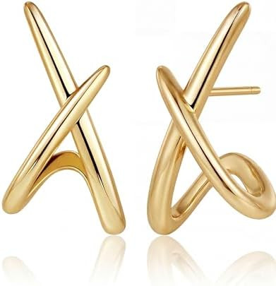 Gold Earrings for Women Trendy,14K Gold Stud Earrings Dainty Earrings Simple Minimalist Gold Earr... | Amazon (US)