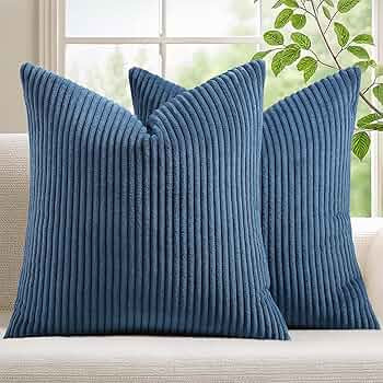 Mecatny Corduroy Decorative Throw Pillow Covers 18x18 Set of 2 for Sofa Bedroom Living Room, Styl... | Amazon (US)