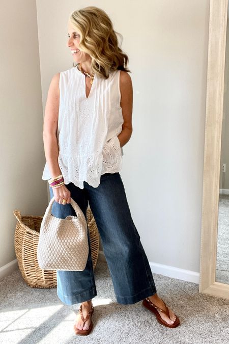 Jeans and a white top are always a great style 
Use LISAXSPANX on jeans 
Use COAST15 on bag 
Use COAST on sandals 
Use COAST20 on bracelets 

#LTKshoecrush #LTKstyletip #LTKover40