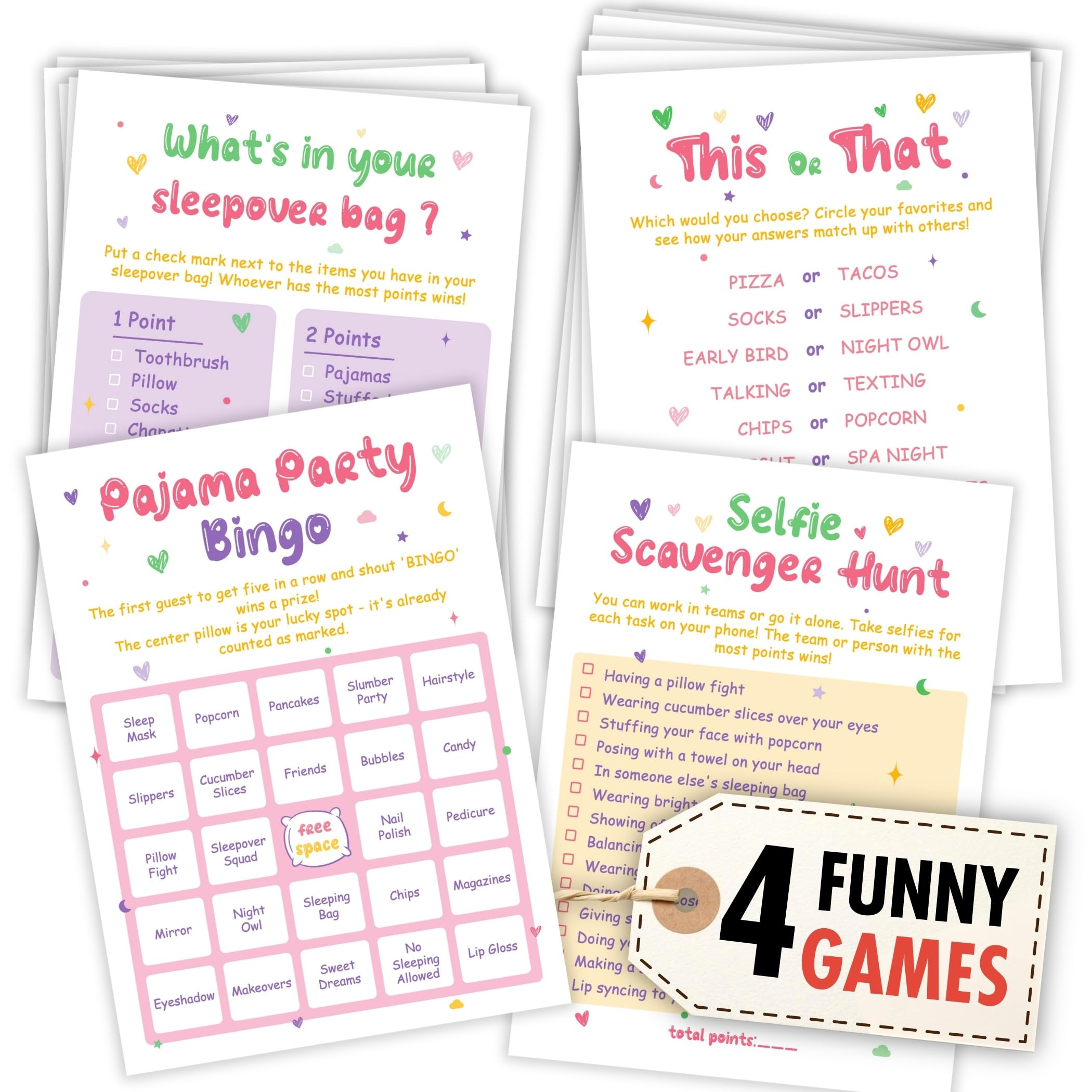 Slumber Party Games For Girls 8-12 - Sleepover Games For Girls 10-12, Sleepover Party Game Ideas,... | Amazon (US)