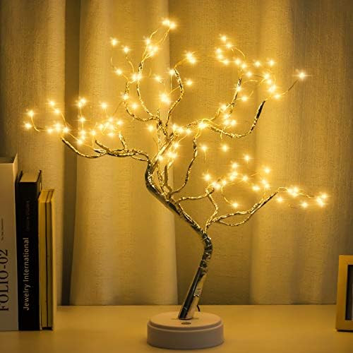 PXBNIUYA 20" Tabletop Bonsai Tree Light with 108 LED Copper Wire String Lights, DIY Artificial Tr... | Amazon (US)