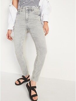 High-Waisted Rockstar Super Skinny Gray Jeans for Women | Old Navy (US)