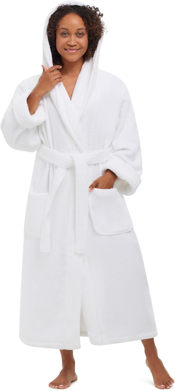 MONARCH Hooded Terry Shawl Collar Unisex Bathrobe – Thick Terrycloth Fabric, Generously Sized H... | Amazon (US)