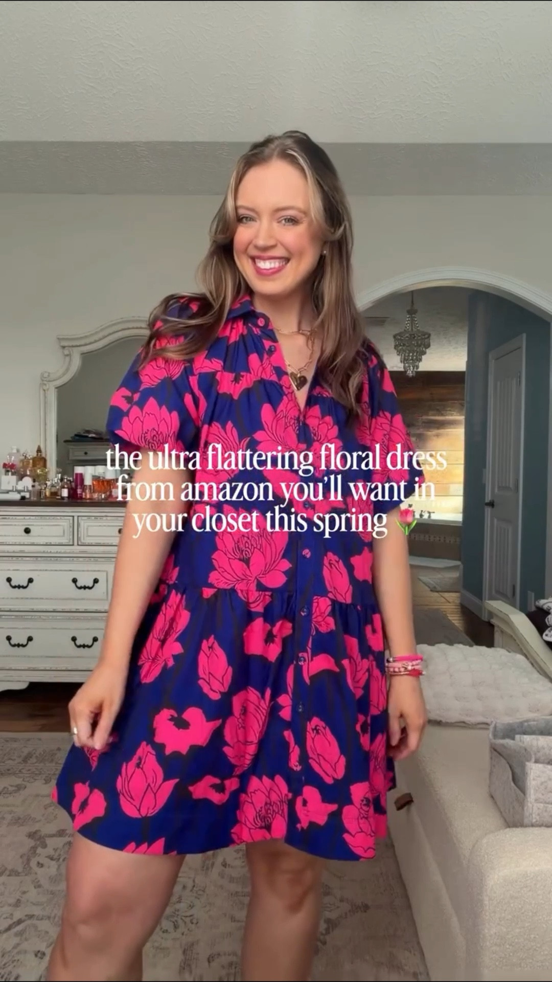 Comment DRESS to shop this gorgeous ultra flattering dress that’s perfect for upcoming spring weather or a spring break vacation! 💐✨ The colors are so vibrant and pretty! Wearing my regular size L 💗 Follow @maciejade for more amazon fashion! 

midsize style | spring dress | amazon dress | cute dress | spring break dress | midsize fashion | size 10 | size 12