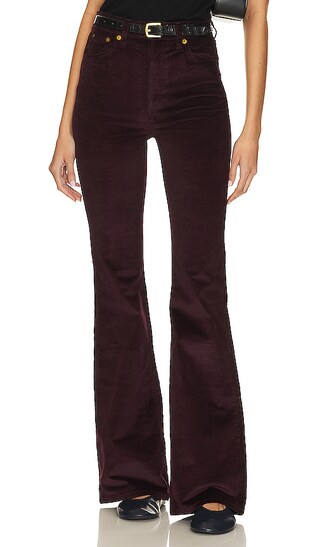 Casey High-Rise Flare Pant in Burgundy | Revolve Clothing (Global)
