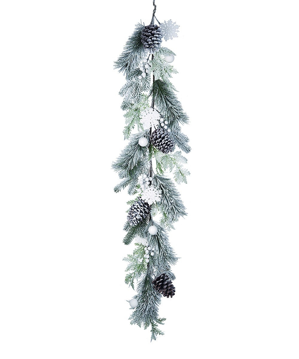 Green & White Snowy Pine Garland | Zulily