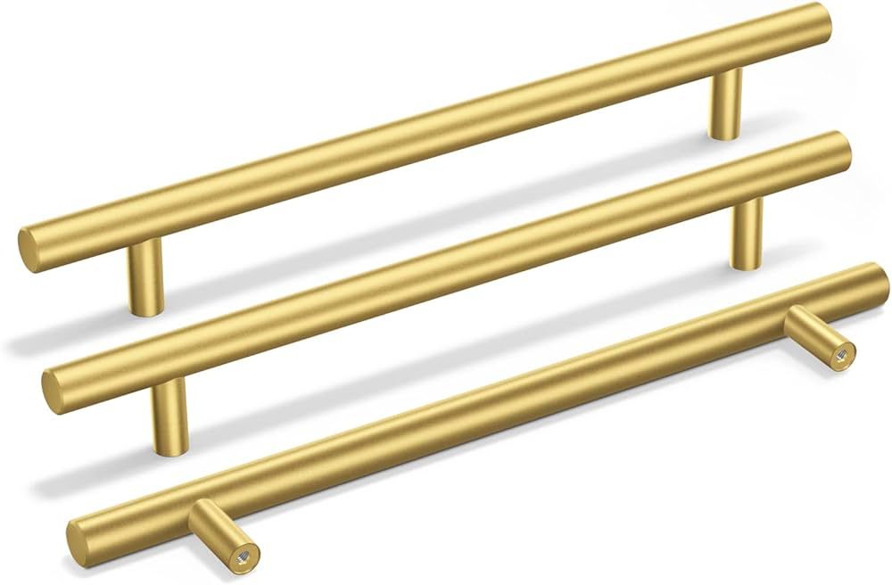 goldenwarm 5 Pack Gold Cabinet Pulls Brushed Brass Cupboard Door Handles Bathroom Hardware Modern... | Amazon (US)
