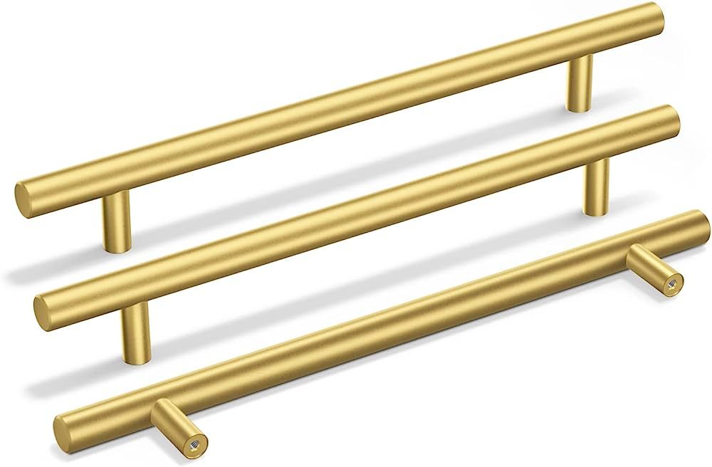goldenwarm 5 Pack Gold Cabinet Pulls Brushed Brass Cupboard Door Handles Bathroom Hardware Modern... | Amazon (US)