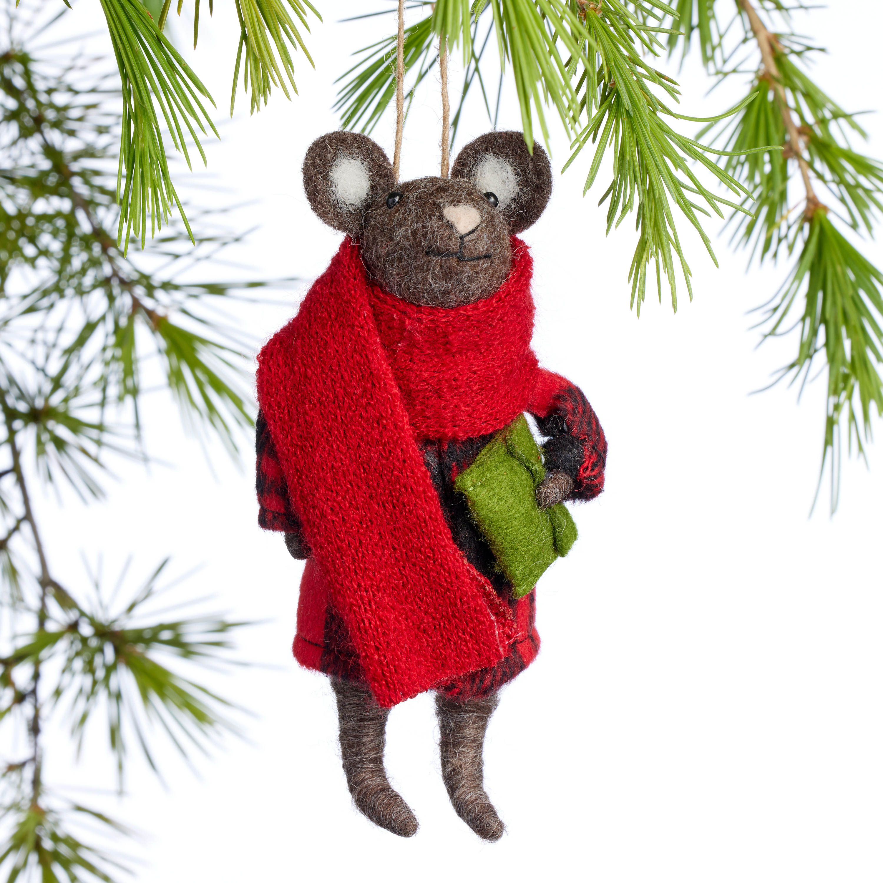 Wool Mouse with Scarf Ornament - World Market | World Market
