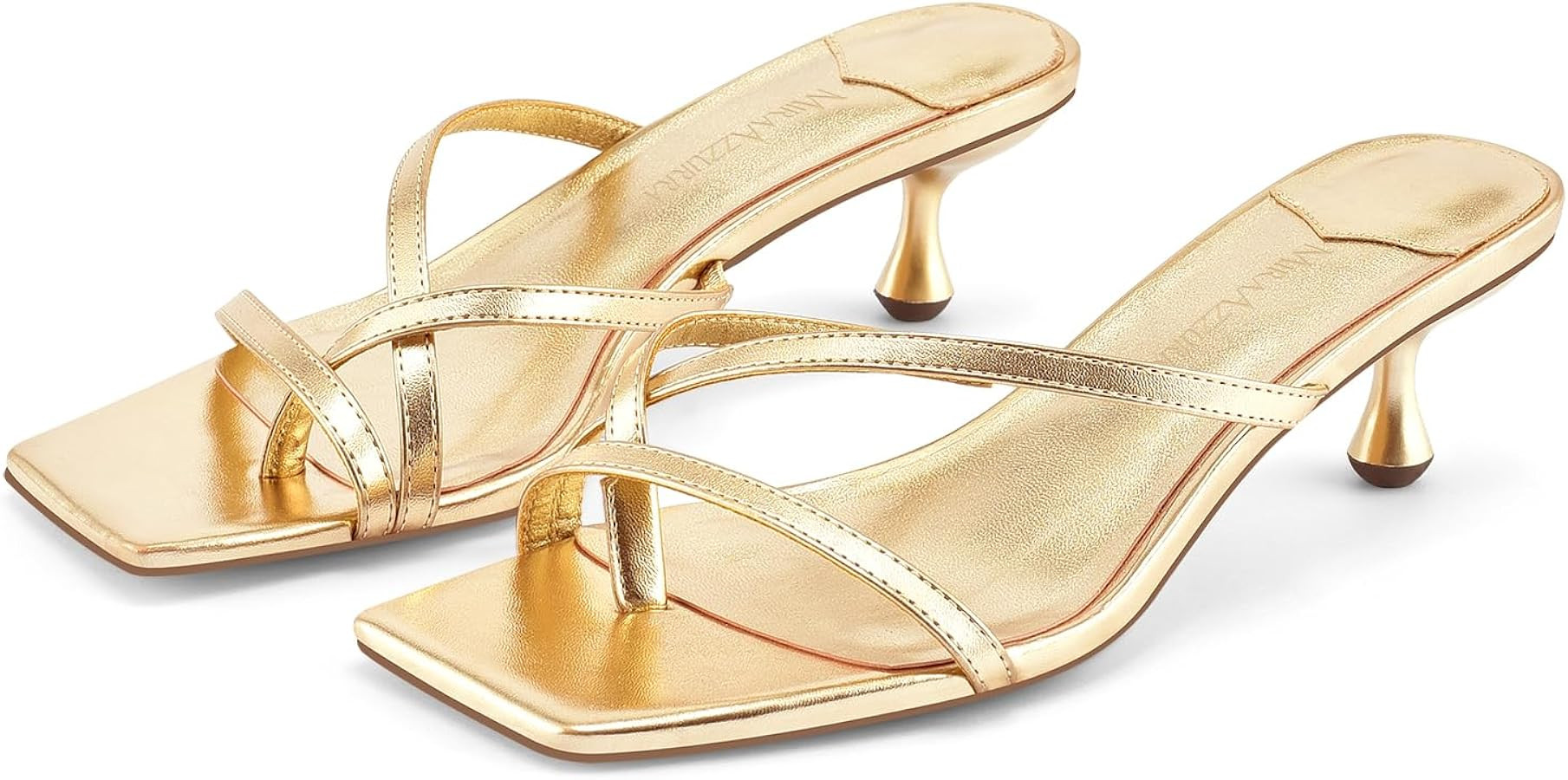 MIRAAZZURRA Flip Flop Kitten Heels Square Open Toe Thong Low Heels Strappy Slip On Slide Sandals ... | Amazon (US)