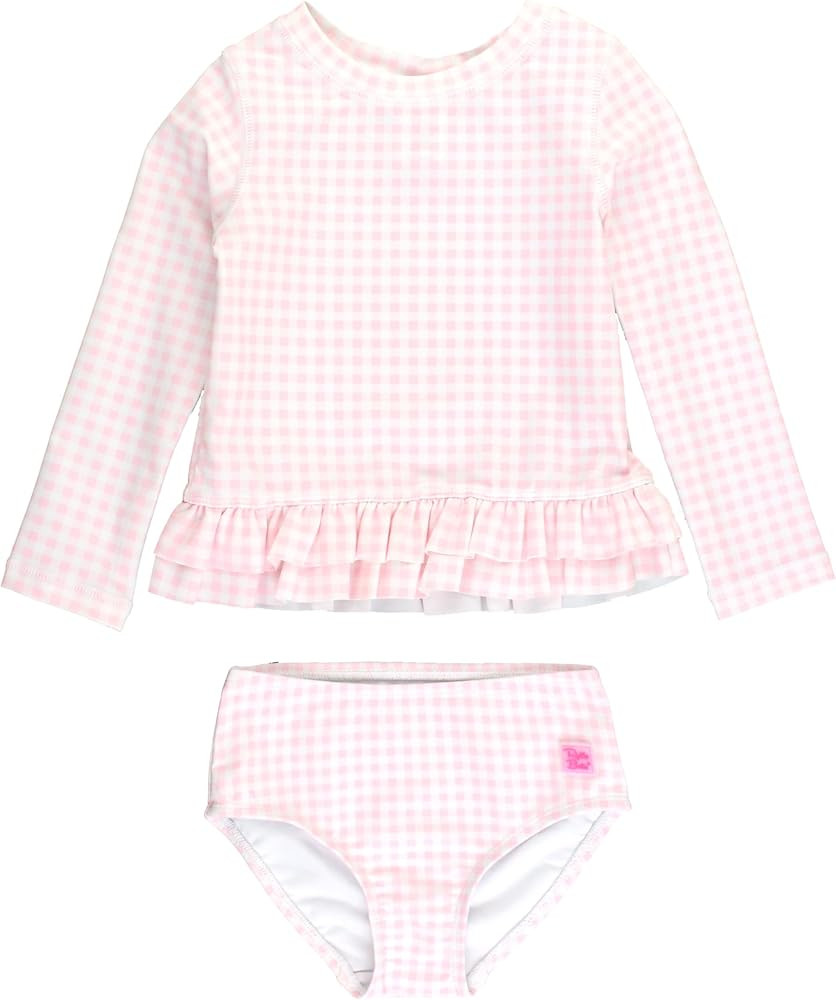 RuffleButts® Baby/Toddler Girls Rash Guard 2-Piece Swimsuit Set - Long Sleeve Bikini with UPF 50... | Amazon (US)
