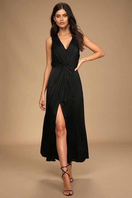 See Me Stun Black Sleeveless Knotted Maxi Dress | Lulus (US)