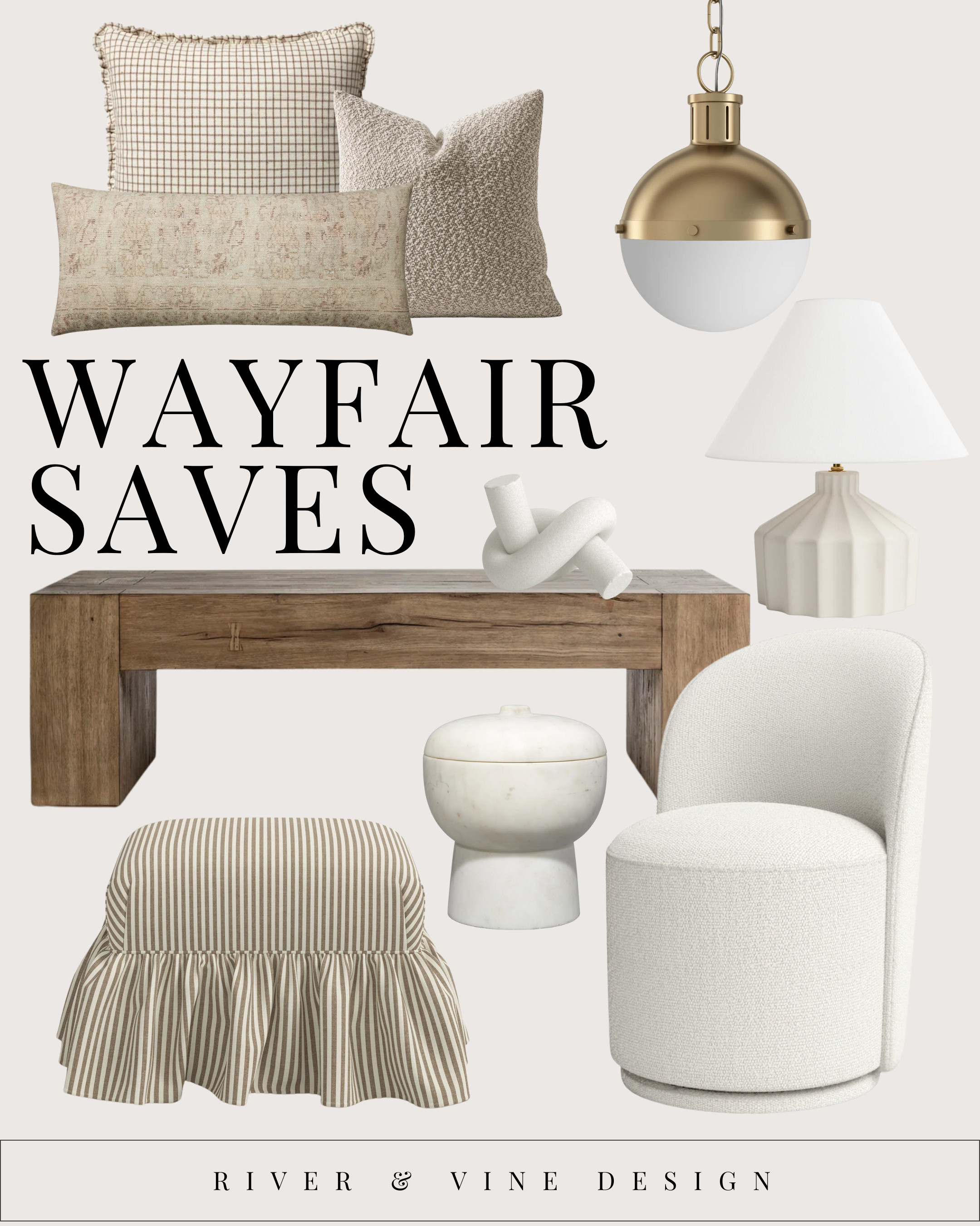 Wayfair finds that don’t look like Wayfair finds — that’s the goal.
These pieces give you the high-end, designer look without the designer price tag.

What makes these worth saving:

Textured pillows that instantly warm up a sofa

Sculptural lighting that feels custom

A solid wood bench you can use in an entry, bedroom, OR behind a sofa

Modern accent chairs that add curve + softness

Statement stools + small decor to finish the room

If you’re updating your space for winter, these are the easiest swaps with the biggest payoff.

Tap to shop all my Wayfair saves! 

 #LTKHome
