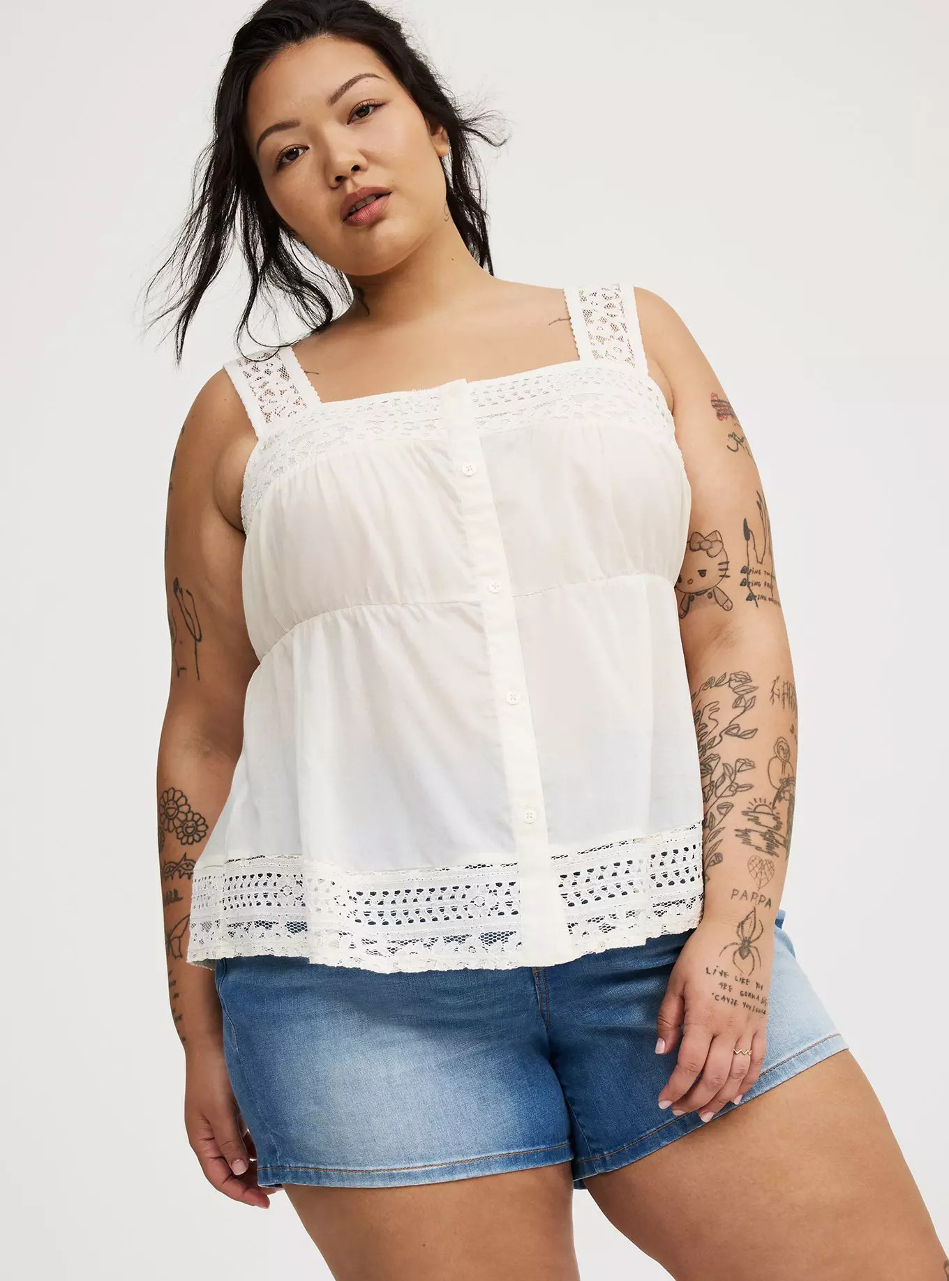 Button-Front Lace Inset Cami | Torrid (US & Canada)
