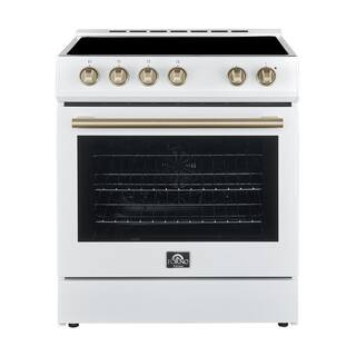 Leonardo Espresso 30 in. 4 Element 5.0 cu. ft Electric Range Convection Oven in White | The Home Depot