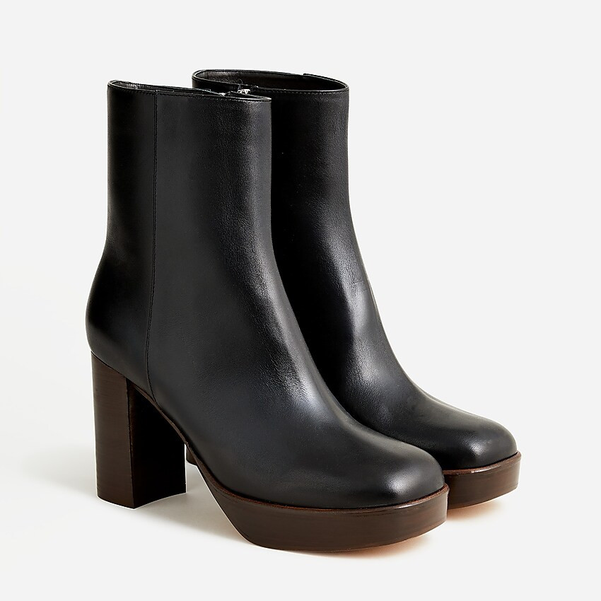 Platform stacked-heel boots in leather | J. Crew US