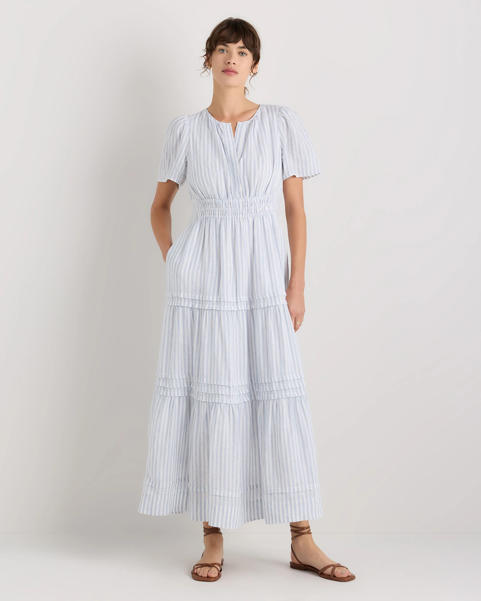 100% European Linen Tiered Maxi Dress | Quince