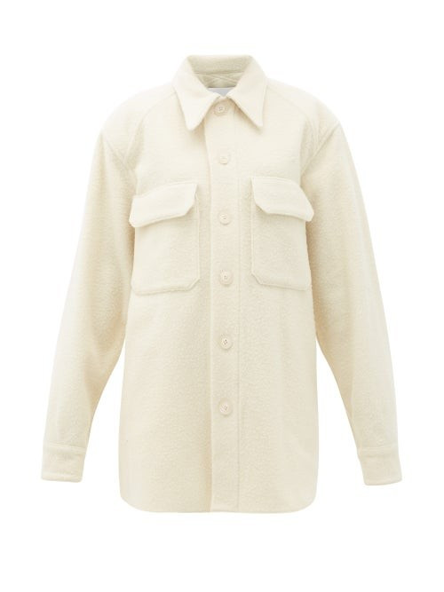 Raey - Oversized Chest-pocket Pilled Wool-blend Shacket - Womens - Ivory | Matches (US)