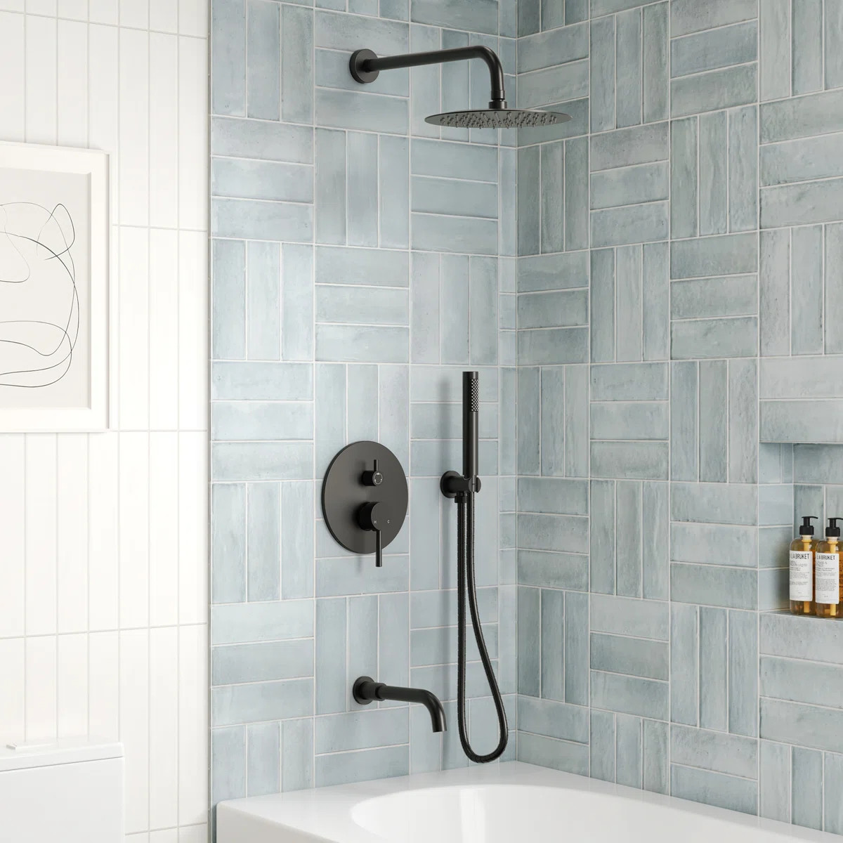 10-Inch High-Pressure Rainfall Shower System, Tub Faucet Set with Pressure Balanced Valve SF10-3F... | Wayfair North America