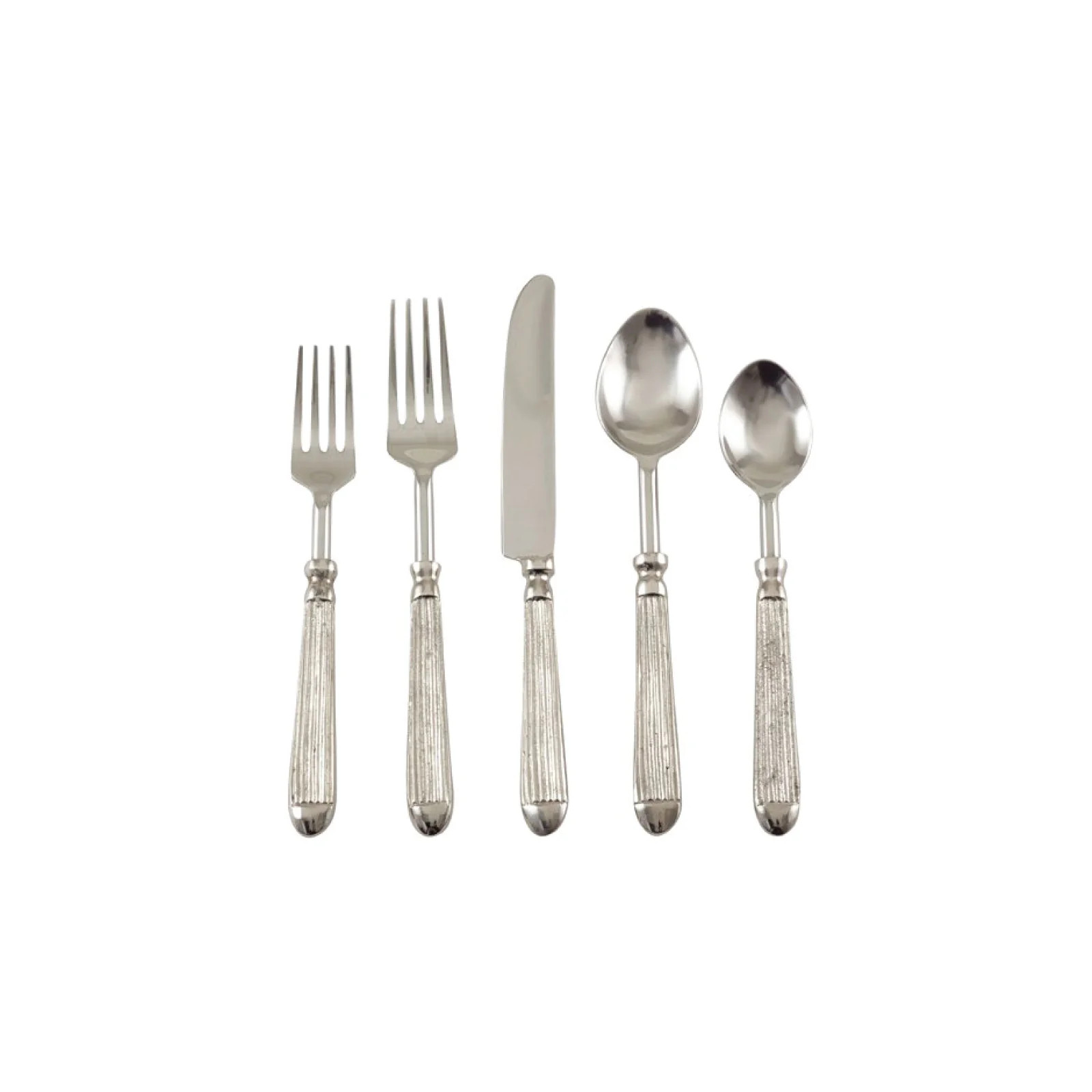 Silver Ribbed Flatware - Set of 5 | Brooke and Lou