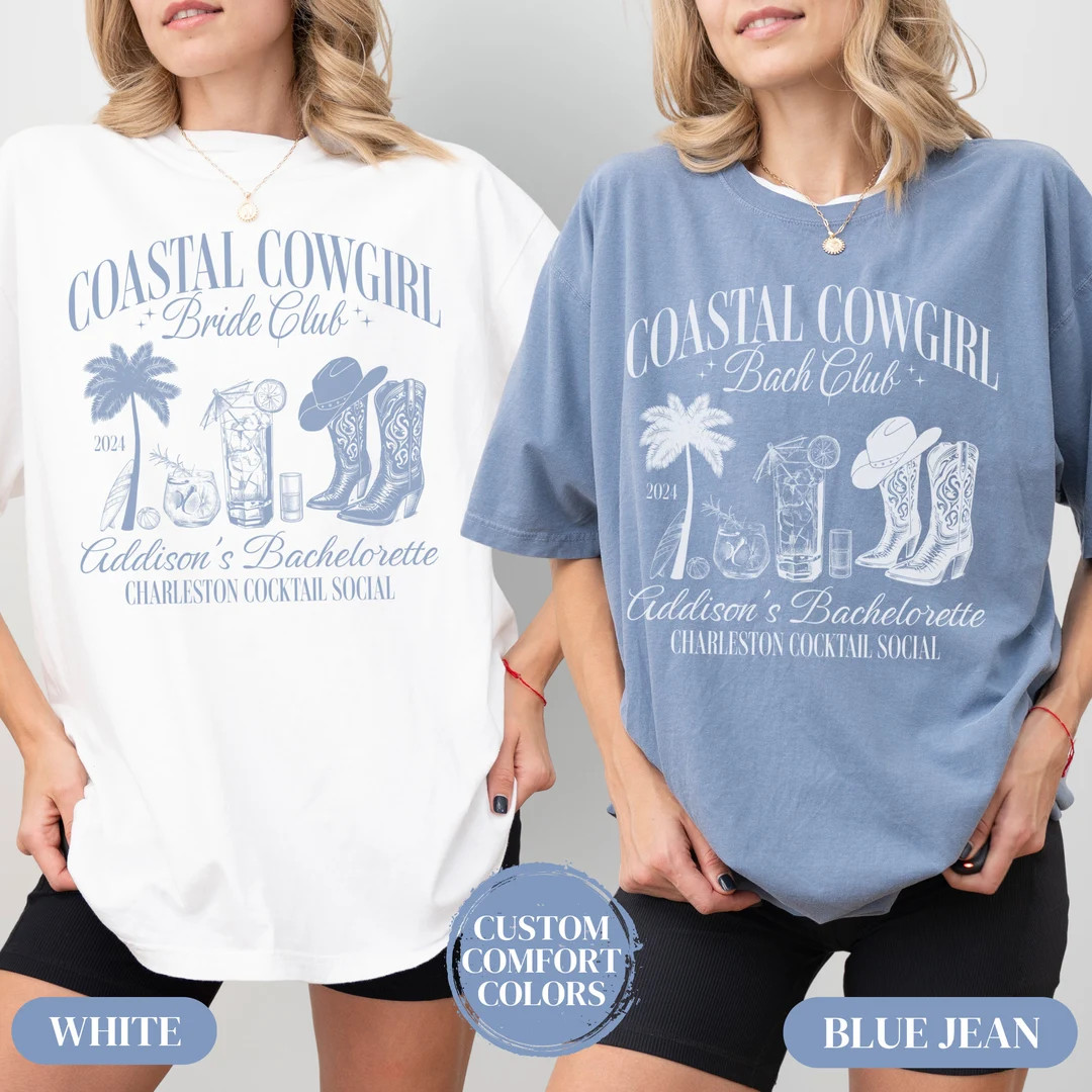 Custom Coastal Cowgirl Bachelorette Party Shirt Personalized Charleston Bachelorette Shirt Luxury... | Etsy (US)