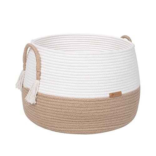 R RUNKA Small Basket for Stuffed Animal,Clothes ,Baby Blankets -11.8"x9.8"- Boho Baskets for Living Room,Bedroom,Nursery |Cotton Rope Baskets, Cube Basket, Under Shelf Basket | Baskets for Home Decor | Amazon (US)