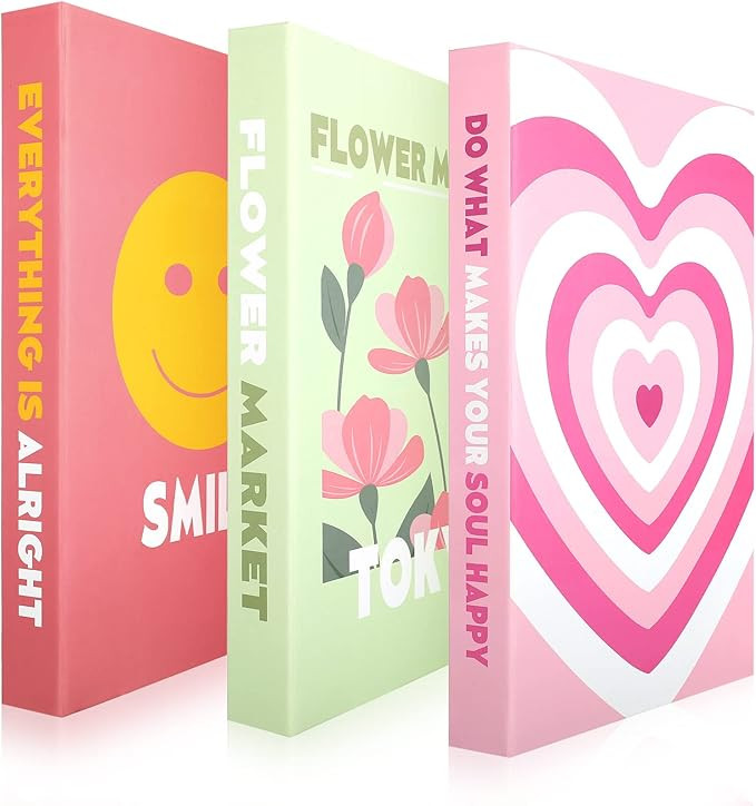 Tatuo Set of 3 Preppy Decorative Fake Books Funky Aesthetic Room Decor Coffee Table Faux Books De... | Amazon (US)