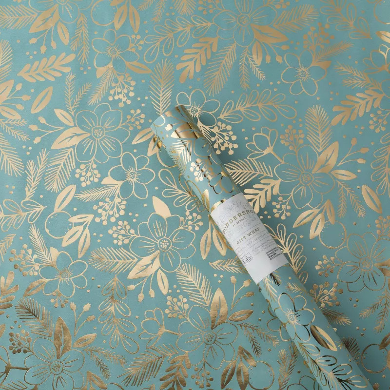 20 sq ft Botanical Gift Wrap Green/Gold - Wondershop™ | Target